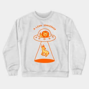 A Lion Spaceship Crewneck Sweatshirt